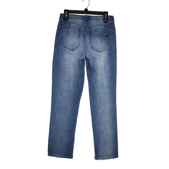 Democracy Straight Leg Jeans 6P Ab Solution Slimming Stretch Distressed Mid Rise - Picture 2 of 5